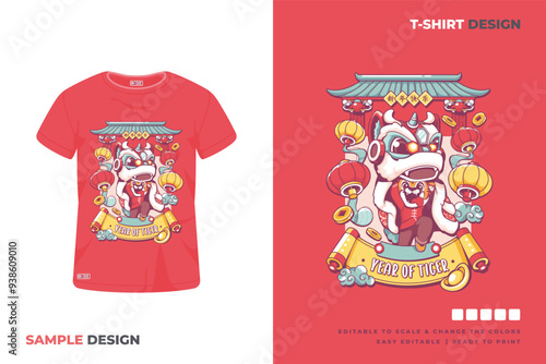 chinese new year lion dance t shirt design