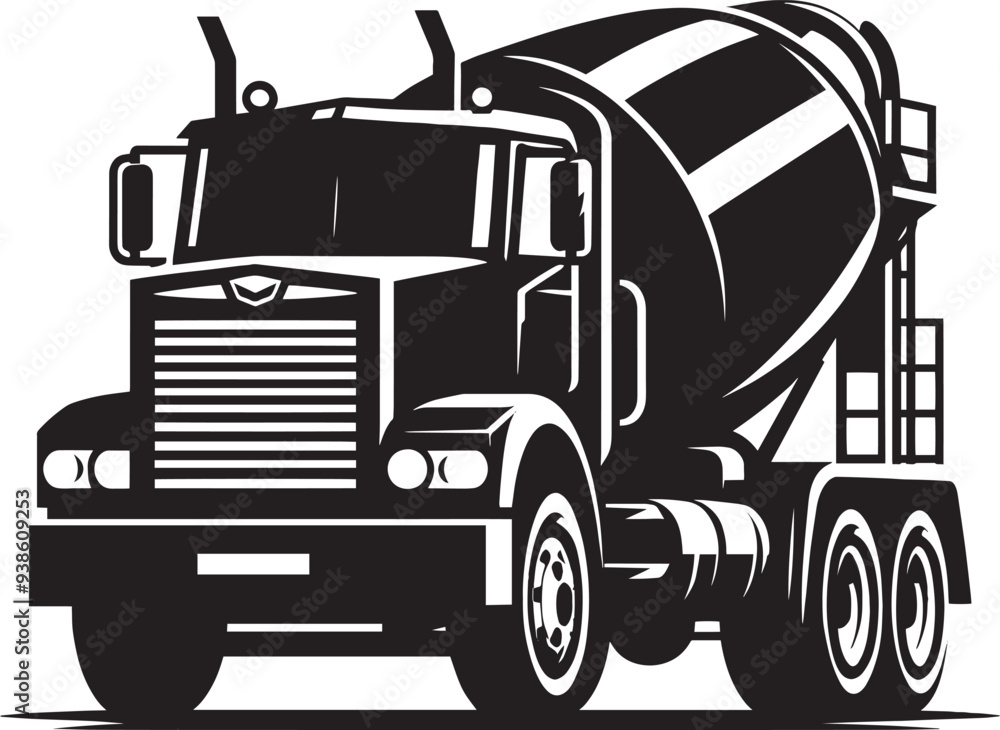 Fototapeta premium Cement mixer truck silhouette vector illustration isolated on a white background