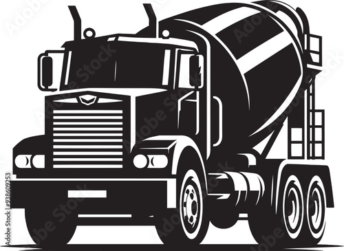 Cement mixer truck silhouette vector illustration isolated on a white background