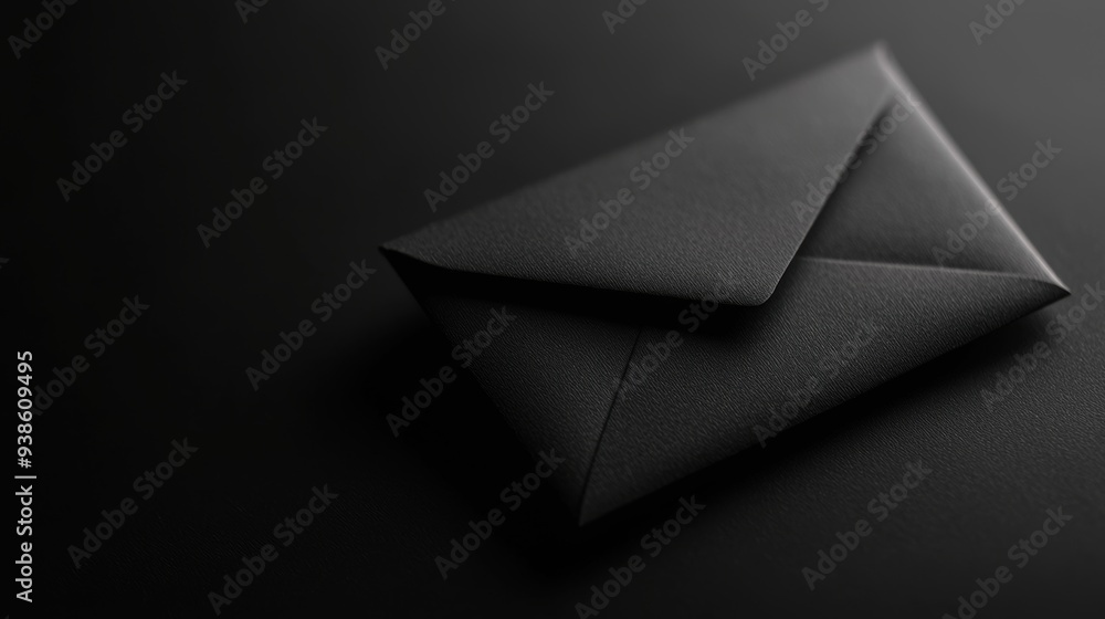 A sleek black envelope resting on a dark surface, symbolizing elegance and secrecy. Perfect for invitations or special messages. A sleek black envelope resting on a dark surface, symbolizing elegance and secrecy. Perfect for invitations or special messages.