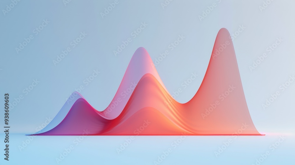 Abstract 3D waves in soft gradients of pink and orange, representing data trends and modern design. Abstract 3D waves in soft gradients of pink and orange, representing data trends and modern design.