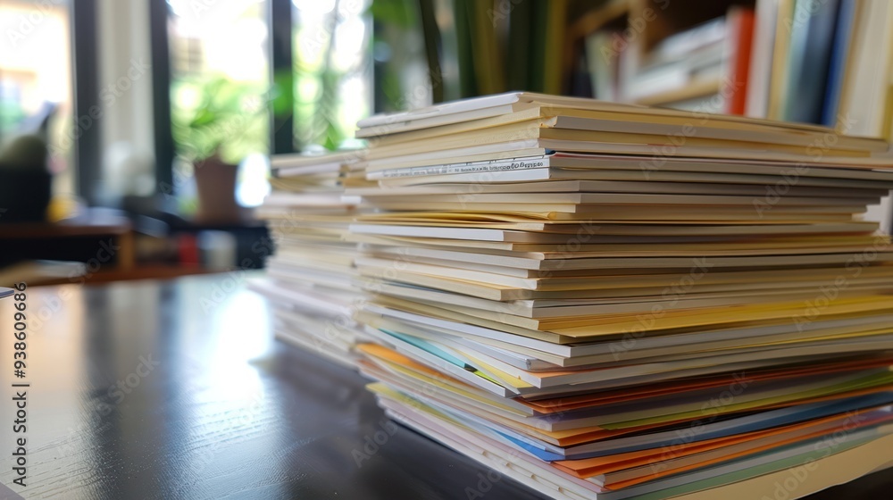 Stack of Papers on Table Stack of Papers on Table