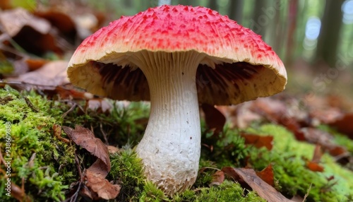  Natures vibrant palette A striking red and white mushroom in the wild