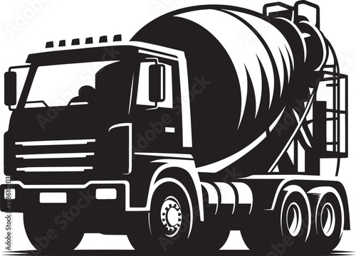 Cement mixer truck silhouette vector illustration isolated on a white background