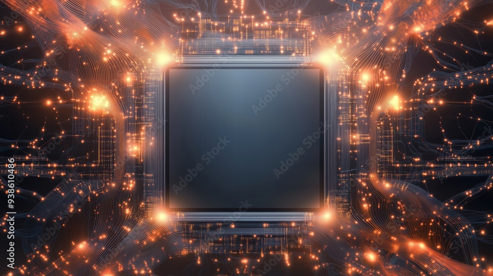 Obraz premium Abstract Representation of Technology and Processor with Lights