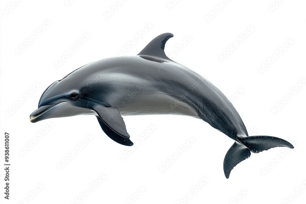 A Grey and Black Dolphin Leaps Out of the Water A Grey and Black Dolphin Leaps Out of the Water