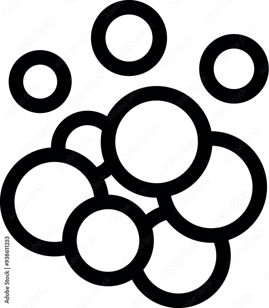 Simple icon of bubbles floating upwards in a group, ideal for representing concepts such as cleanliness, bath products, or air Simple icon of bubbles floating upwards in a group, ideal for representing concepts such as cleanliness, bath products, or air