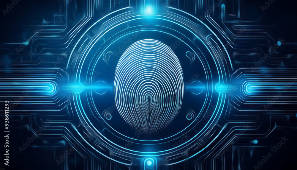 Digital fingerprint authentication with network connection, showcasing secure identity verification in a futuristic technology concept, emphasizing data protection and cybersecurity. Digital fingerprint authentication with network connection, showcasing secure identity verification in a futuristic technology concept, emphasizing data protection and cybersecurity.