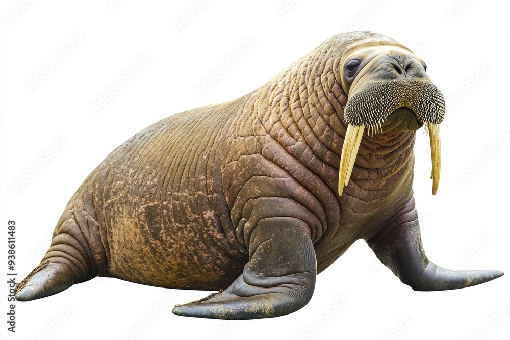 Fototapeta premium A Walrus with Large Tusk and Wrinkled Skin