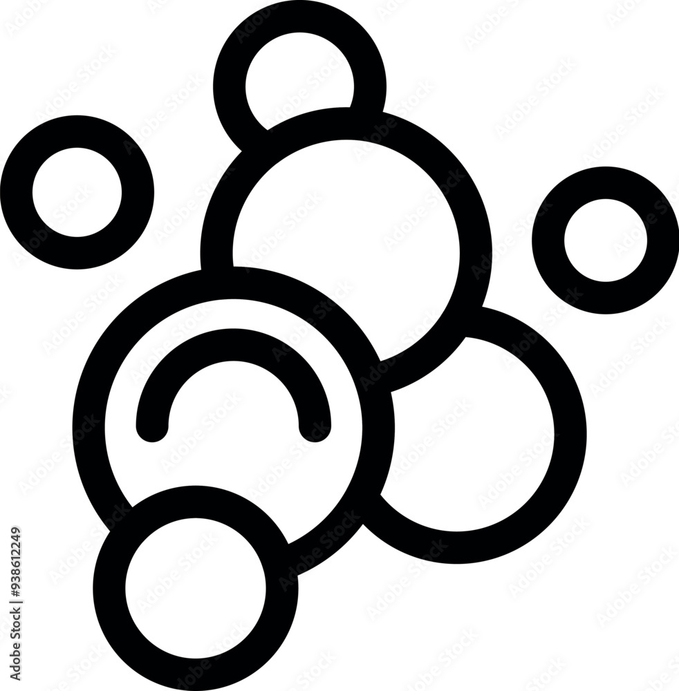 Simple icon of soap suds forming bubbles floating gently on a water surface Simple icon of soap suds forming bubbles floating gently on a water surface