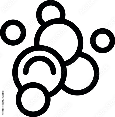 Simple icon of soap suds forming bubbles floating gently on a water surface