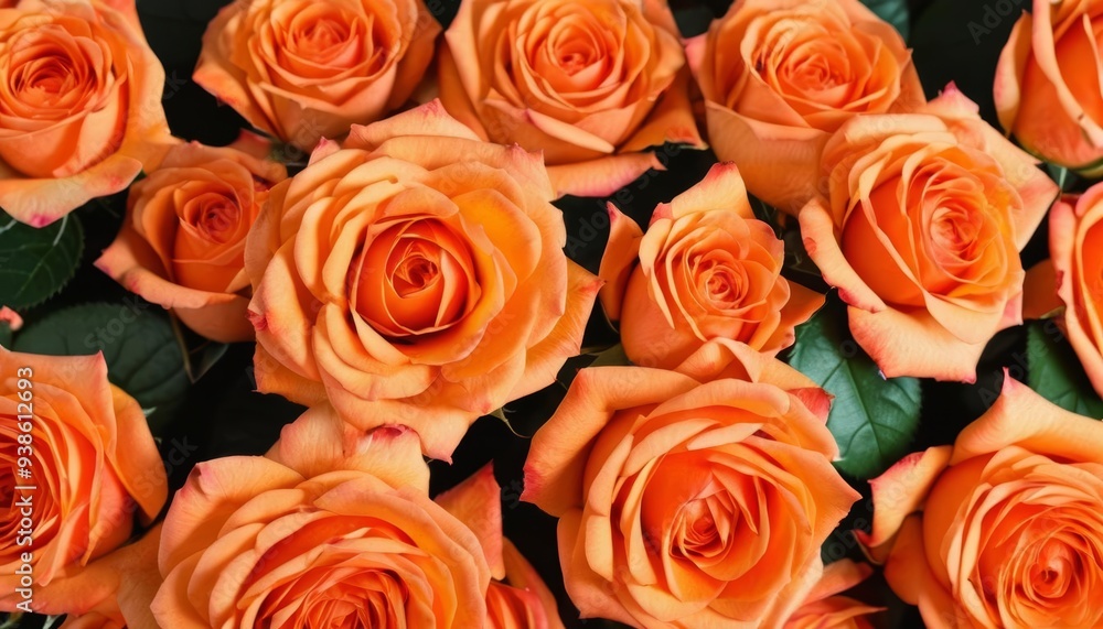 Naklejka premium Bouquet of vibrant orange roses in bloom