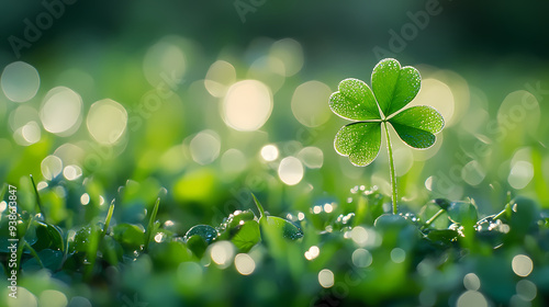 Fresh four-leaf clover, symbol of luck