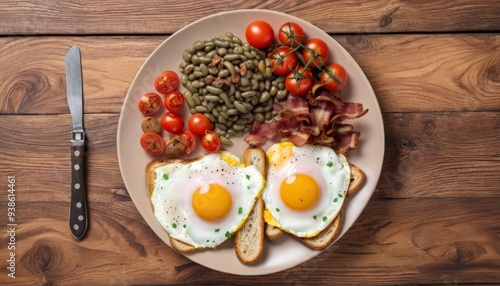  Delicious breakfast spread on rustic wooden table