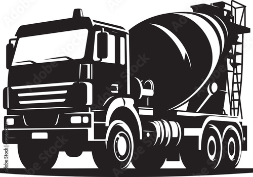 Cement mixer truck silhouette vector illustration isolated on a white background