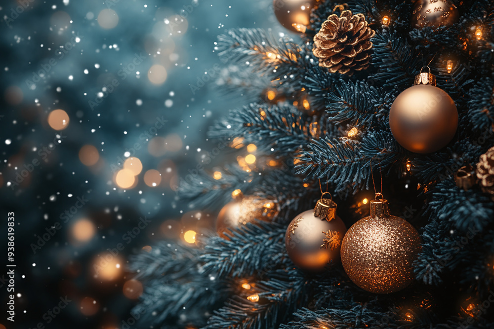 Decorated Christmas tree on blurred background Decorated Christmas tree on blurred background