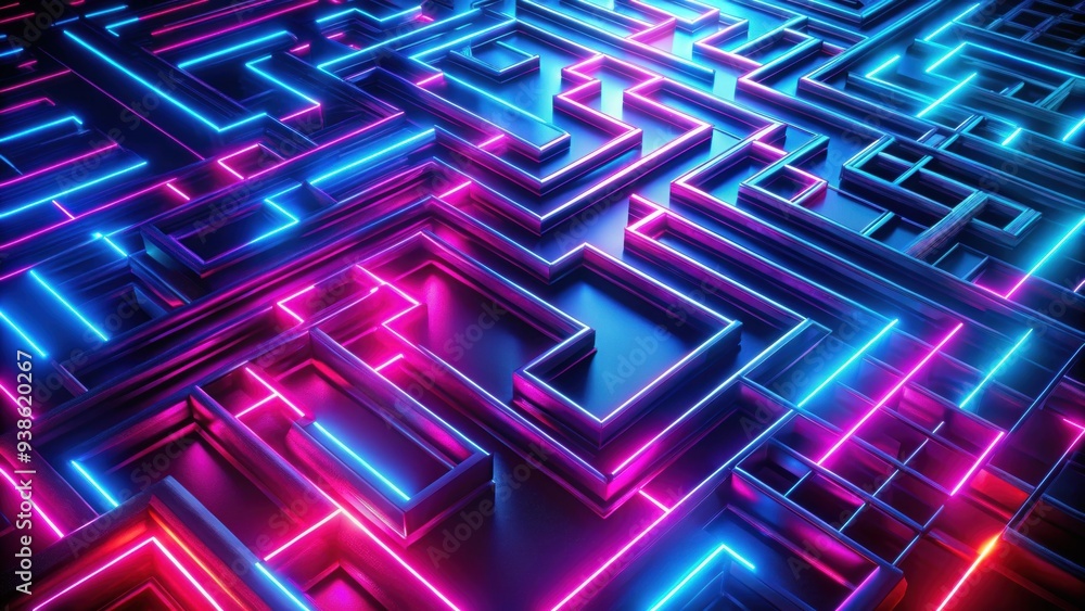 Futuristic neon geometric maze with glowing pink and blue lines creating a light labyrinth , futuristic, neon, geometric, maze Futuristic neon geometric maze with glowing pink and blue lines creating a light labyrinth , futuristic, neon, geometric, maze