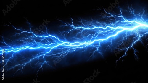 Blue electric bolt striking on black background, blue, lightning, strike, vibrant, electric, bolt, storm, powerful, energy