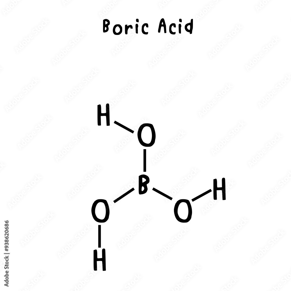 chemical structure of Boric Acid illustration chemical structure of Boric Acid illustration
