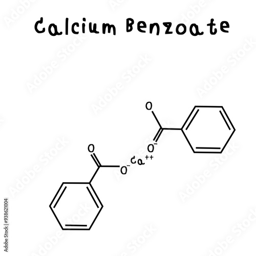 chemical structure of calcium benzoate illustration