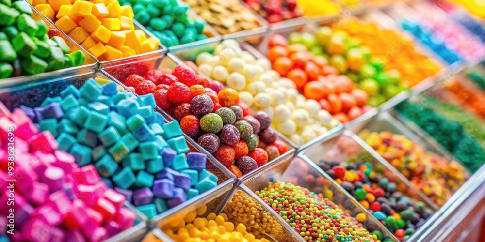 Close-up of a diverse selection of colorful gums on display in a store , chewing gum, variety, flavors, pack, candy Close-up of a diverse selection of colorful gums on display in a store , chewing gum, variety, flavors, pack, candy