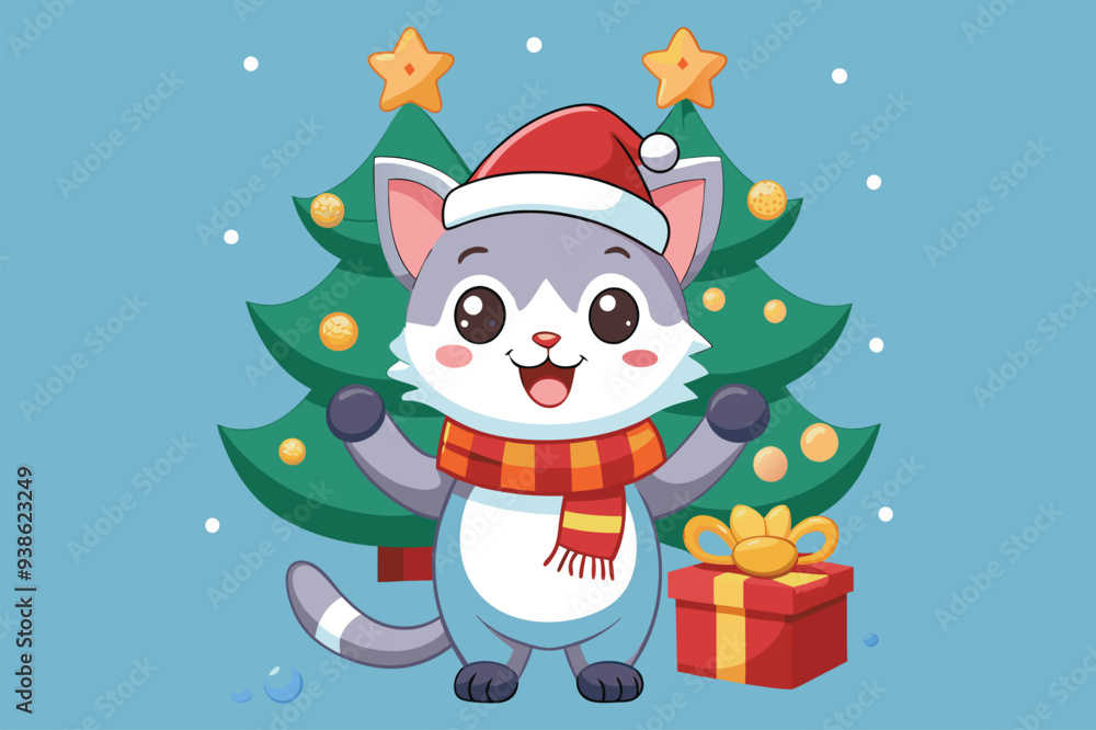 Best cute cat is celebrating Christmas day Art Illustrations vector 14.eps Best cute cat is celebrating Christmas day Art Illustrations vector 14.eps