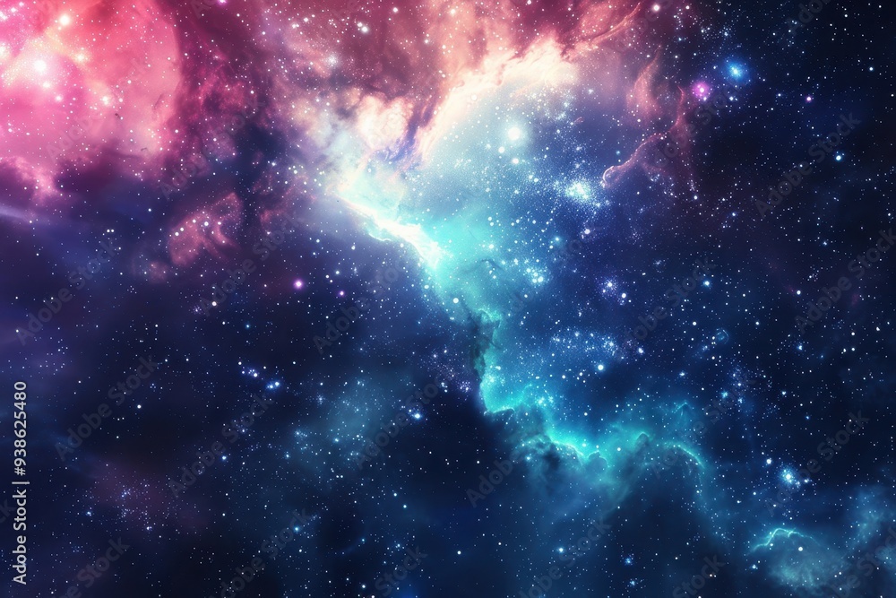 Naklejka premium A Cosmic Dance of Stars and Nebulae in the Vastness of Space