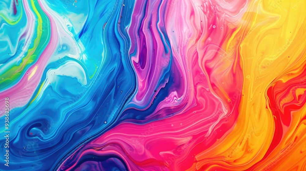 Abstract marbled acrylic paint background with bold rainbow color swirls. Abstract marbled acrylic paint background with bold rainbow color swirls.