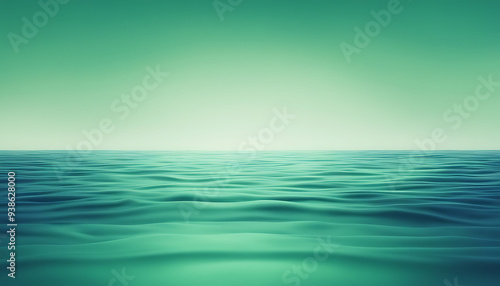 Serene Green Ocean Waves Under a Gradual Sky