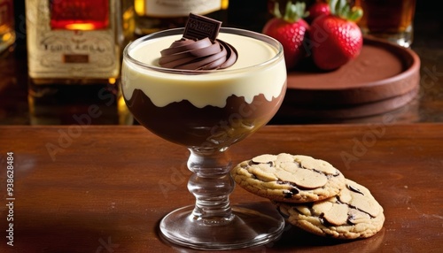  Indulgence in a glass  Chocolatedipped strawberries and cookies photo