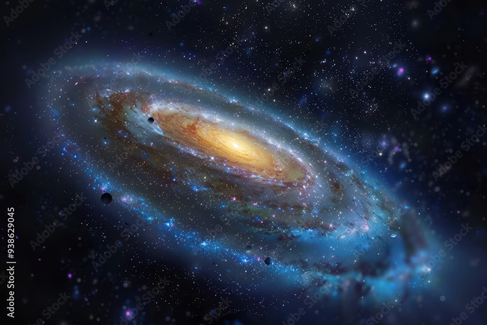 A Detailed View of a Spiral Galaxy Amidst a Starry Sky A Detailed View of a Spiral Galaxy Amidst a Starry Sky