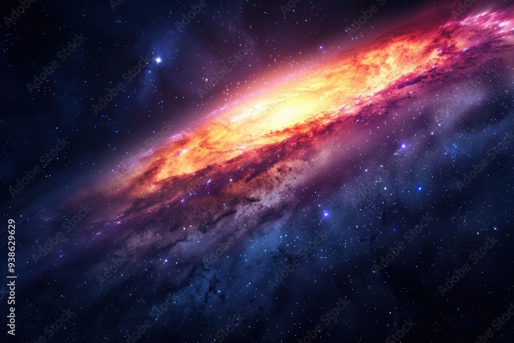 Obraz premium A Cosmic View of a Glowing Galaxy Amidst a Starry Night Sky