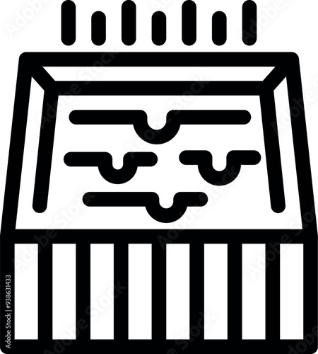 Line art vector icon of an air purifier cleaning the air in a home