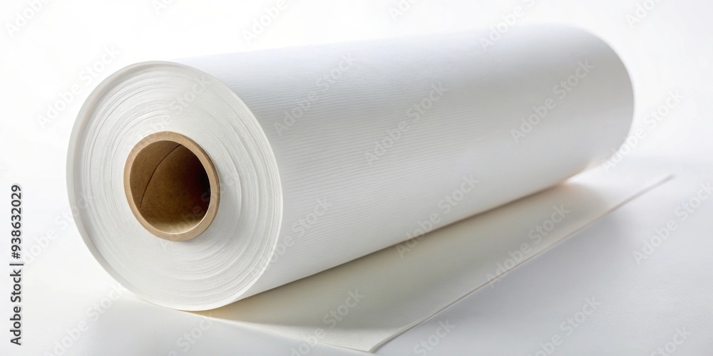A close-up detailed shot of a white paper roll, desk, stationery, office supplies, spiral, blank, roll A close-up detailed shot of a white paper roll, desk, stationery, office supplies, spiral, blank, roll