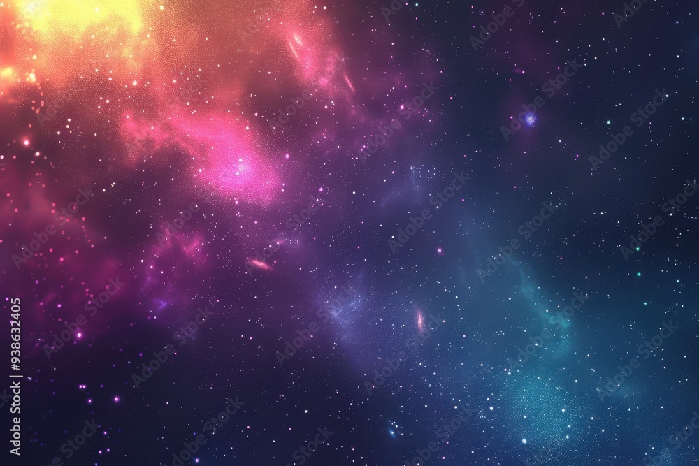 Naklejka premium Abstract Night Sky with Nebulae and Stars