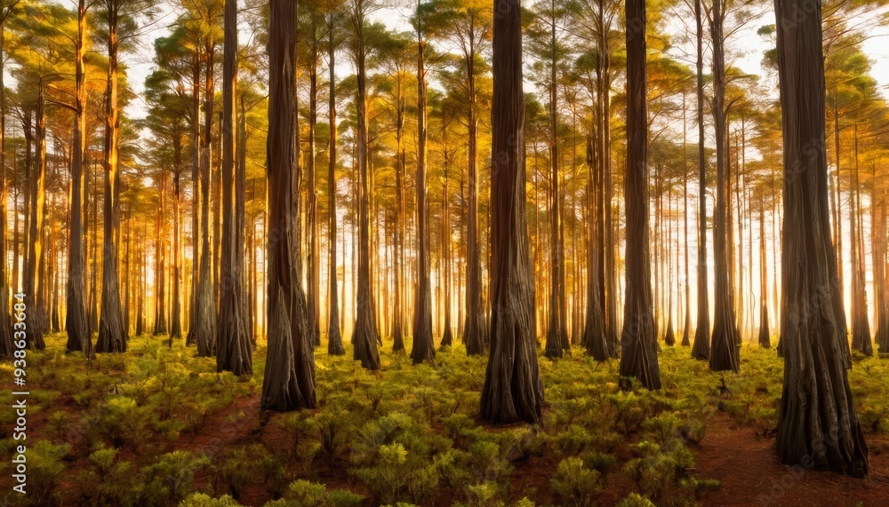 Enchanted Forest Amidst the towering trunks a serene sanctuary unfolds Enchanted Forest Amidst the towering trunks a serene sanctuary unfolds