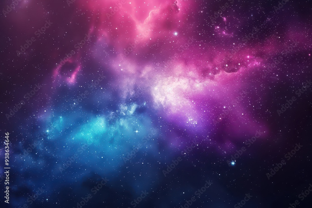 A Cosmic Canvas of Pink and Blue Nebulae with Scattered Stars A Cosmic Canvas of Pink and Blue Nebulae with Scattered Stars