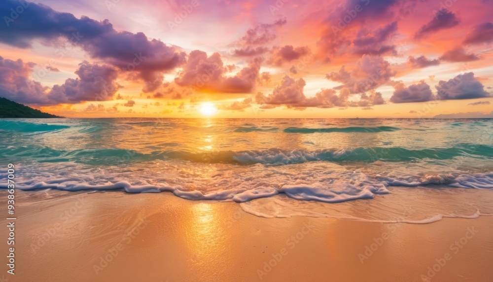 Obraz premium Sunsets on the beach a moment of tranquility