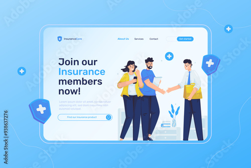 Join insurance illustration on web page template