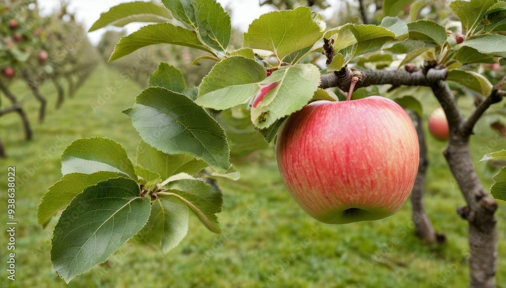 Freshly picked ripe red apple in an orchard Freshly picked ripe red apple in an orchard