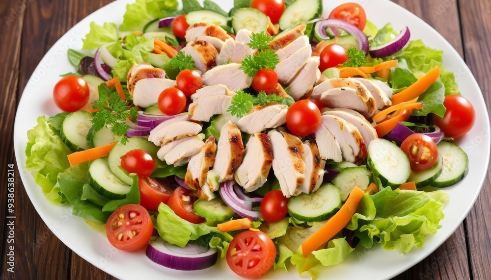 Fresh and vibrant salad with grilled chicken Fresh and vibrant salad with grilled chicken
