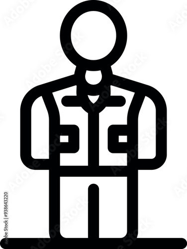 Simple line icon representing a military man standing straight