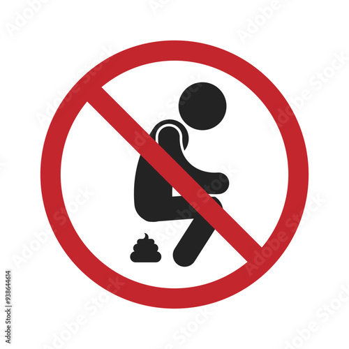 Isolated prohibited sign do not pooing, poop, shit on public area