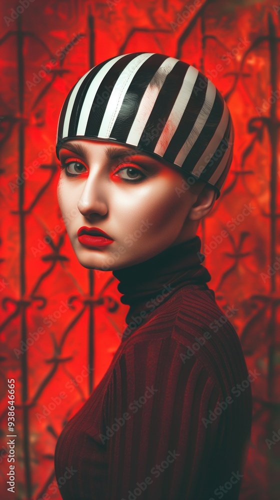 Avant Garde and Striking Fashion Portrait of a Mysterious and Emotive Female Model Avant Garde and Striking Fashion Portrait of a Mysterious and Emotive Female Model