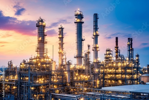 Wallpaper Mural Petrochemical Plant Silhouetted Against Twilight Sky Torontodigital.ca