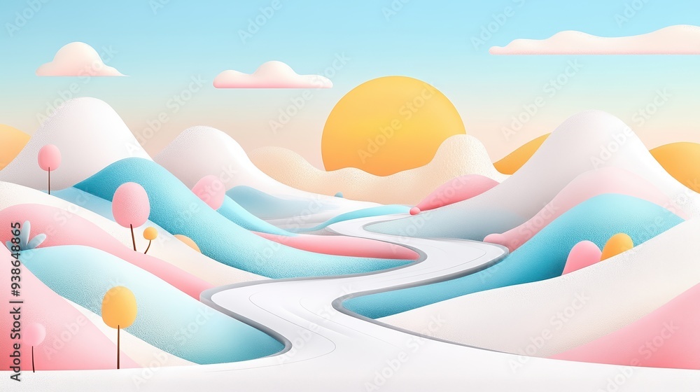 A serene landscape featuring rolling hills, colorful trees, and a vibrant sunset, perfect for calming designs and illustrations. A serene landscape featuring rolling hills, colorful trees, and a vibrant sunset, perfect for calming designs and illustrations.