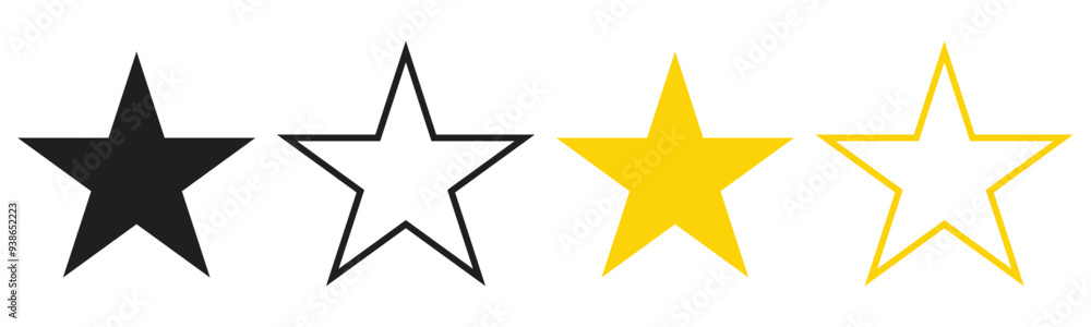 Star icon vector set, star silhouette icon set, yellow star icon in flat trendy style illustration isolated on white background. Star icon vector set, star silhouette icon set, yellow star icon in flat trendy style illustration isolated on white background.