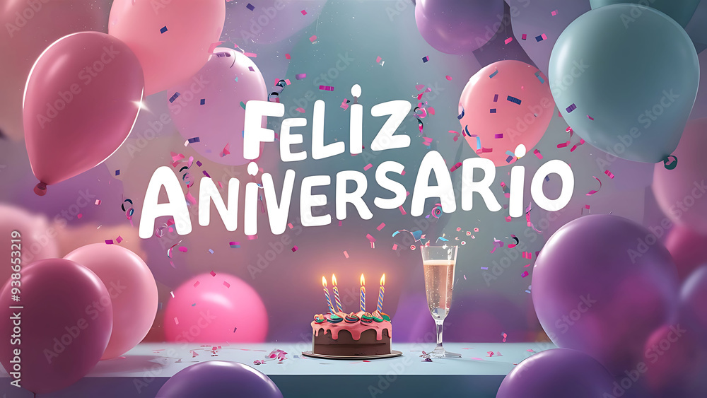 Feliz Aniversario Happy Birthday celebration in Portuguese language