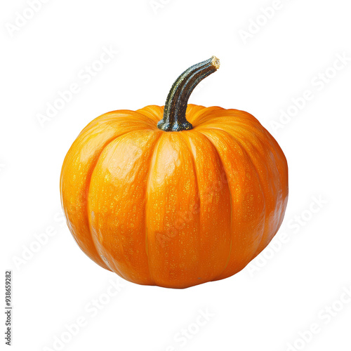 Fresh orange pumpkin isolated on black background for autumn, Halloween, and seasonal themes