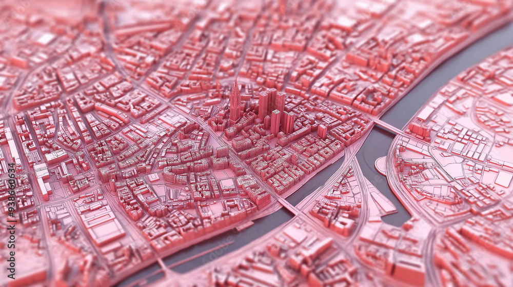 Obraz premium Close-Up of Red City Diorama